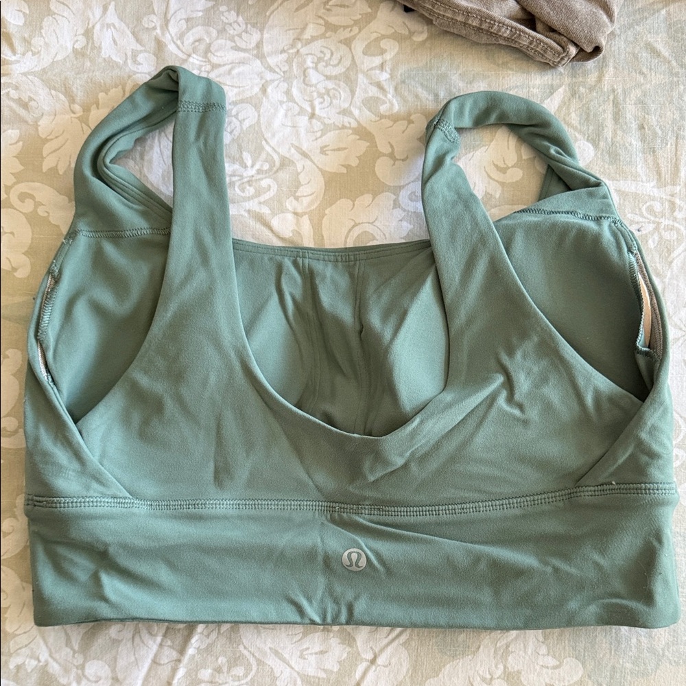 Lululemon Sage Green Sports Bra with Wide Straps